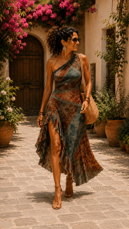 ATENEA™ Espíritu Libre | Vestido Midi Asimétrico