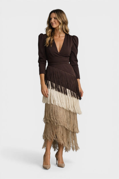 ELENA™ Brillo Nocturno: Vestido Elegante con Flecos  