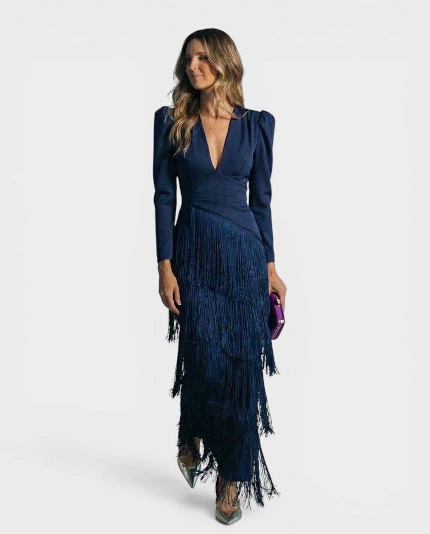 ELENA™ Brillo Nocturno: Vestido Elegante con Flecos  