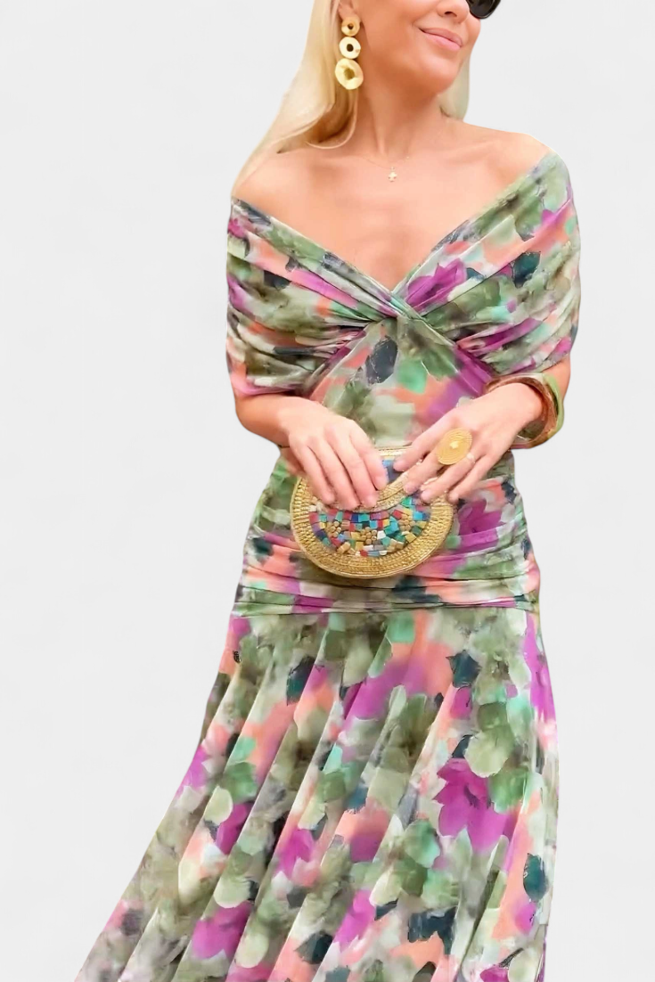 NEREA™  Jardín en Flor Vestido Largo con Escote en V