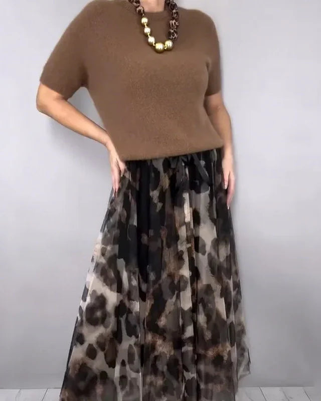 NICOLASSA™ | CONJUNTO DE PUNTO Y FALDA FLUIDA