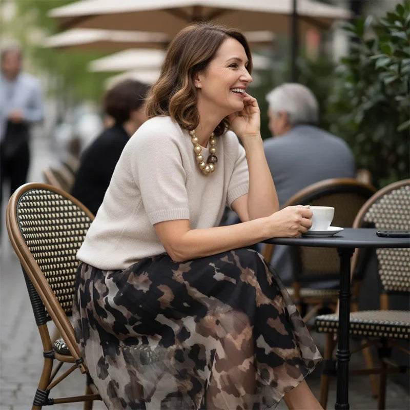 NICOLASSA™ | CONJUNTO DE PUNTO Y FALDA FLUIDA