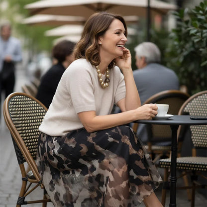 NICOLASSA™ | CONJUNTO DE PUNTO Y FALDA FLUIDA