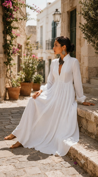 LUNA™ Vestido Bohemio de Algodón y Lino