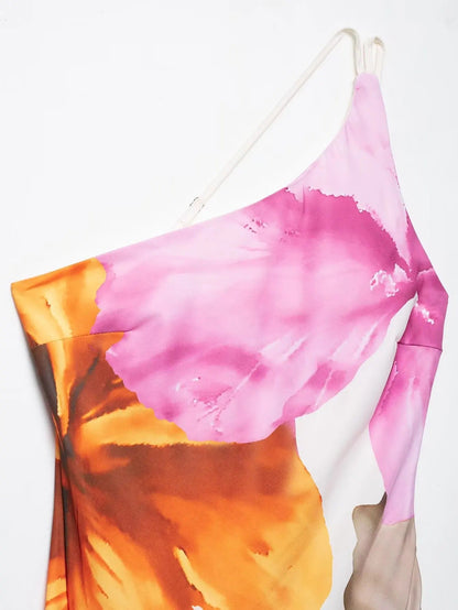 Alegria Vestido Maxi Floral de Un Hombro