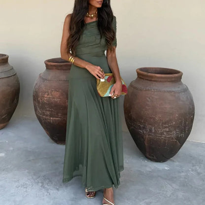 Estefanía Vestido Maxi de Hombros Descubiertos con Aberturas