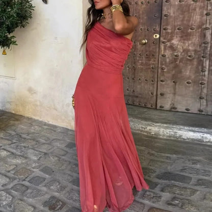 Estefanía Vestido Maxi de Hombros Descubiertos con Aberturas