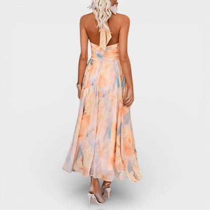 LINDA™  Reluciente Sol | Vestido halter veraniego en acuarela